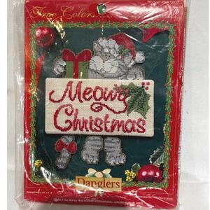 True Colors Danglers Meowy Christmas Cross Stitch Kit Cat kittens Holiday New
